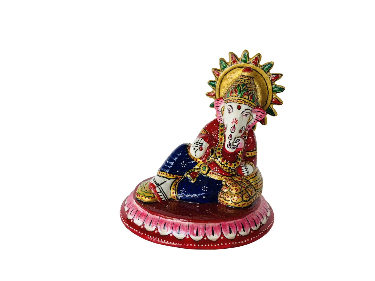 Enamel Painted Sleeping Ganesh Statue | Meenakari Sleeping Ganesh Figure