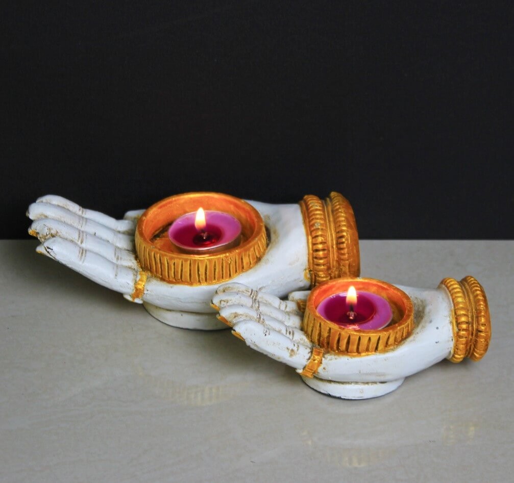 Resin Hand Candle Holder Set of 2