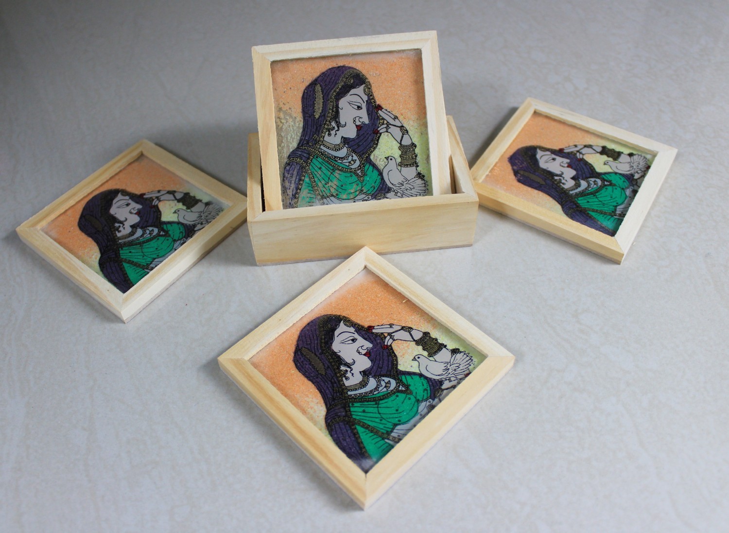 WOODEN TEACOASTER SIX