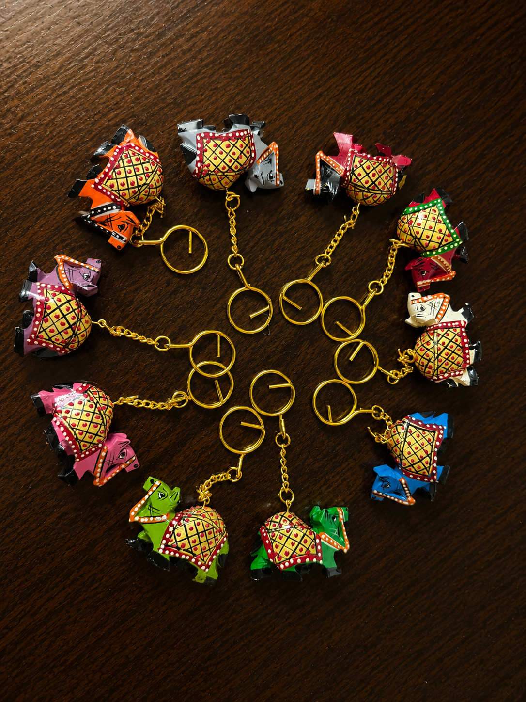 Wooden Colorful Camel Keychain