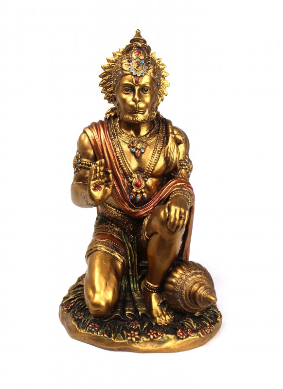 RESIN BRASS FINISH HANUMAN STATUE