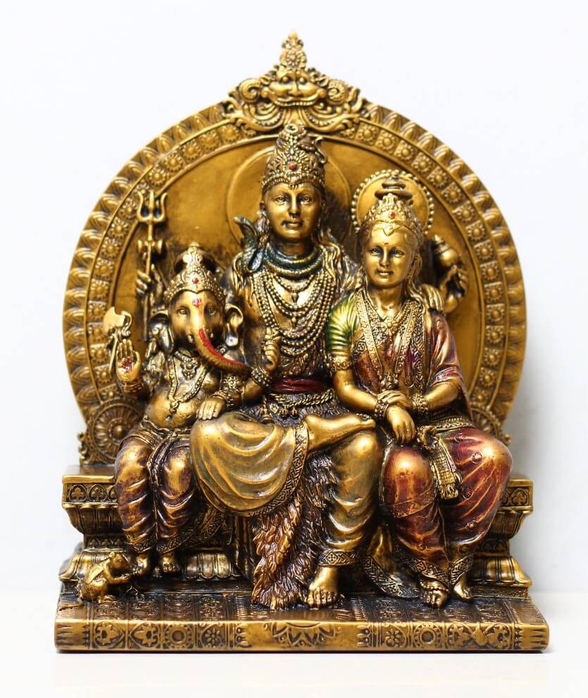 Brass Finish Resin Shiv Family Statue