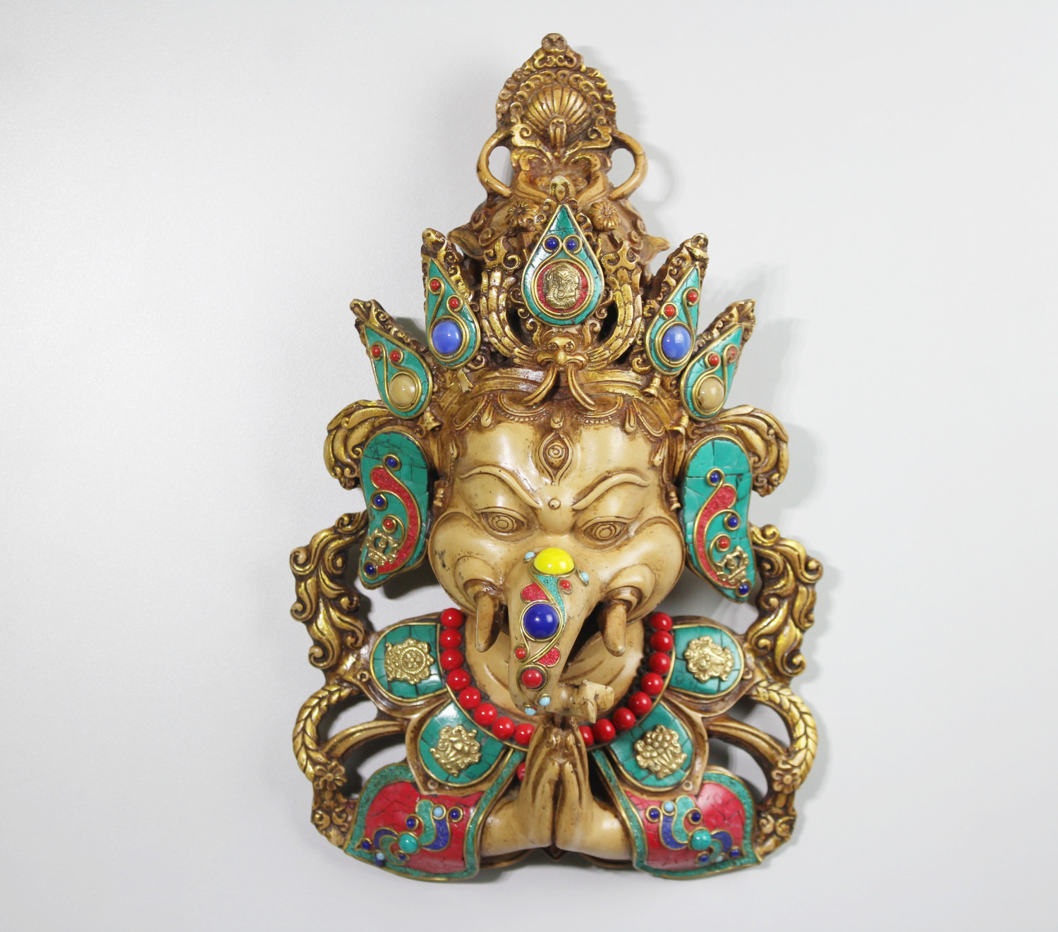Resin Namste Ganesh Mask Stone Work