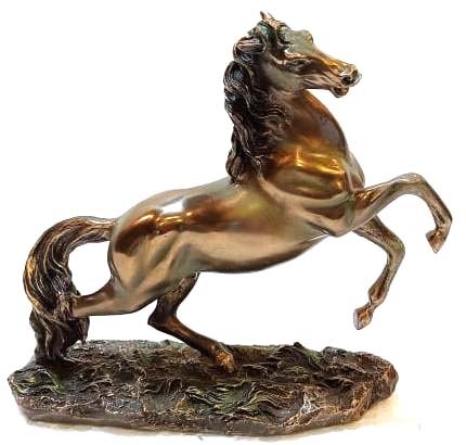 Copper Finish Horse With Pawti Statue