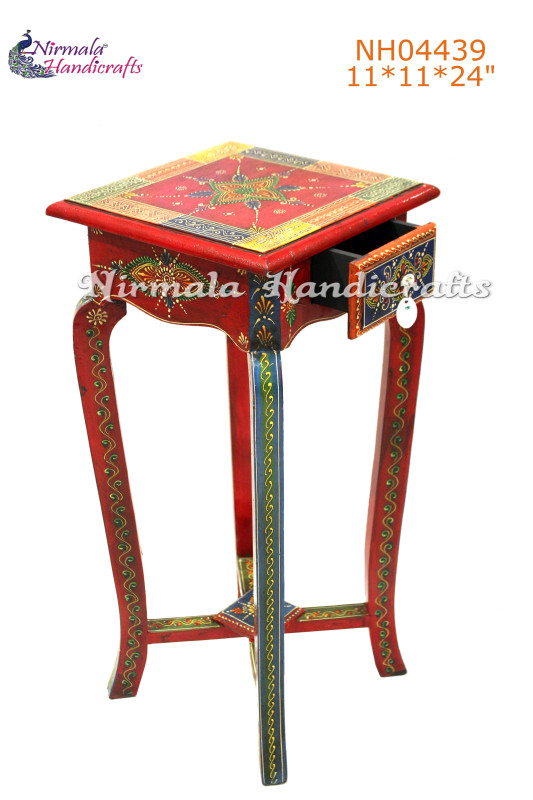 Wooden 1 Drawer Stool Long Leg