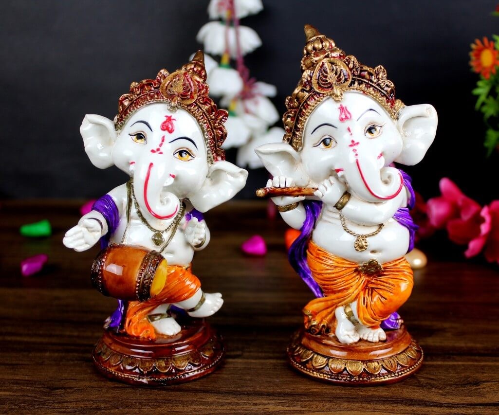 DANCING GANESHA SET OF 2 STATUE
