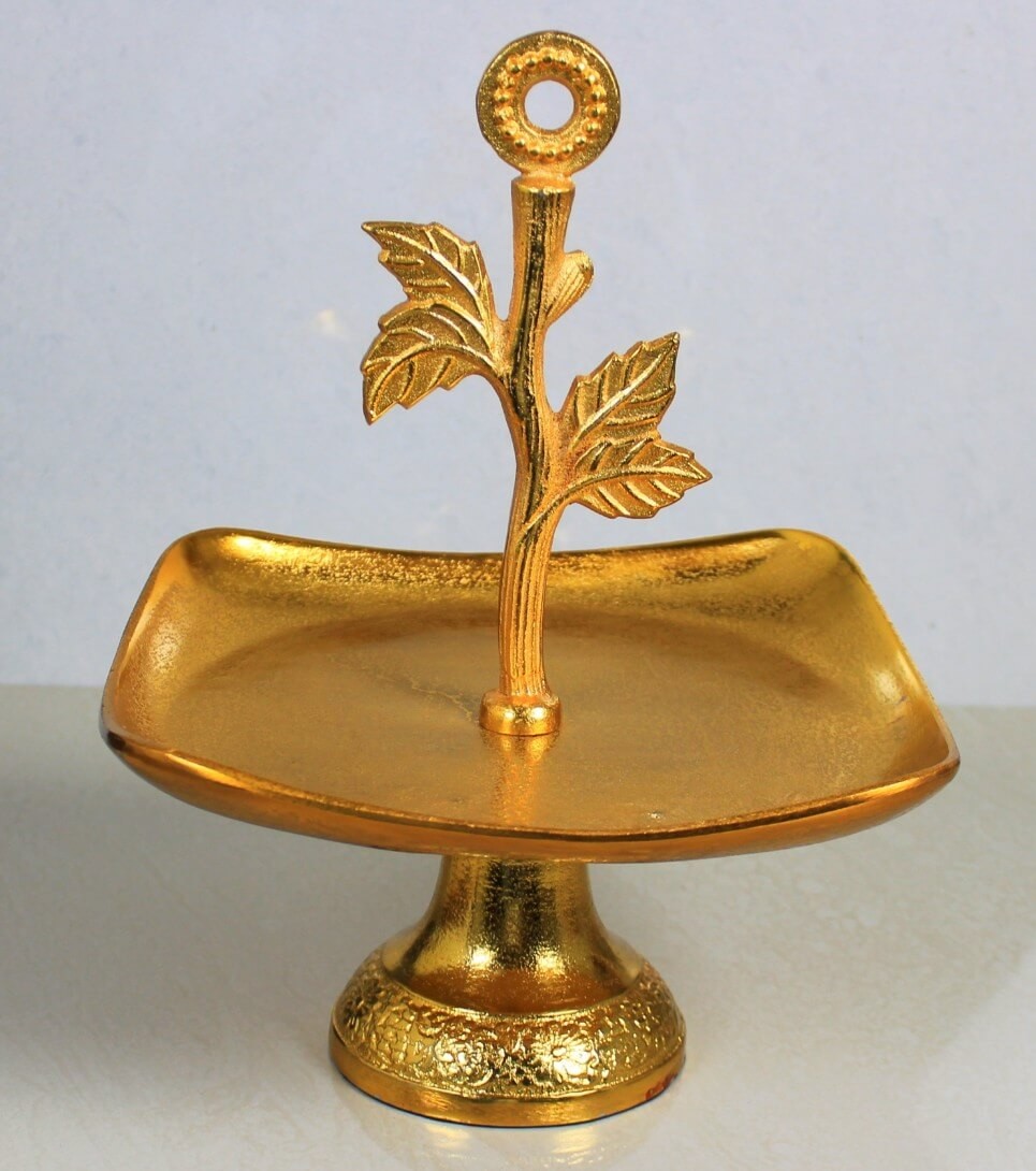 Golden Plated Aluminium Serving Tray