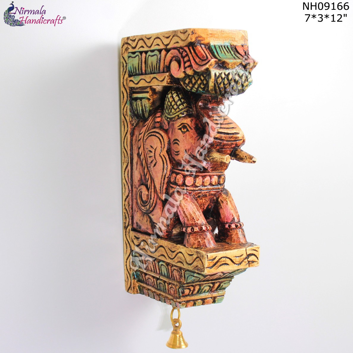 Wooden Elephant Fine Curving Wall Bracket Small