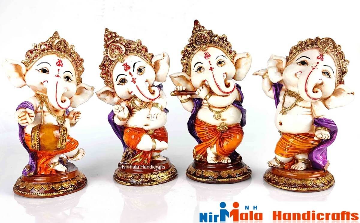 GANESHA SET OF 4 RASIN Statue