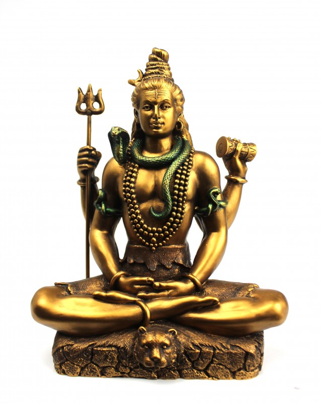 RESIN BRASS FINISH SITTING SHIVA STATUE