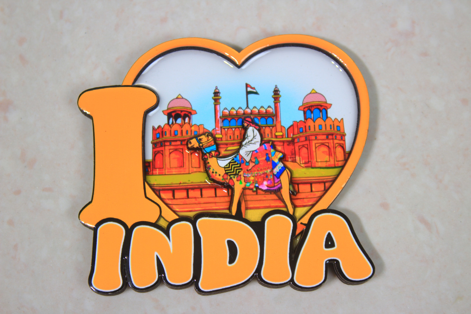 Wooden Enamel I Love Indian Magnet