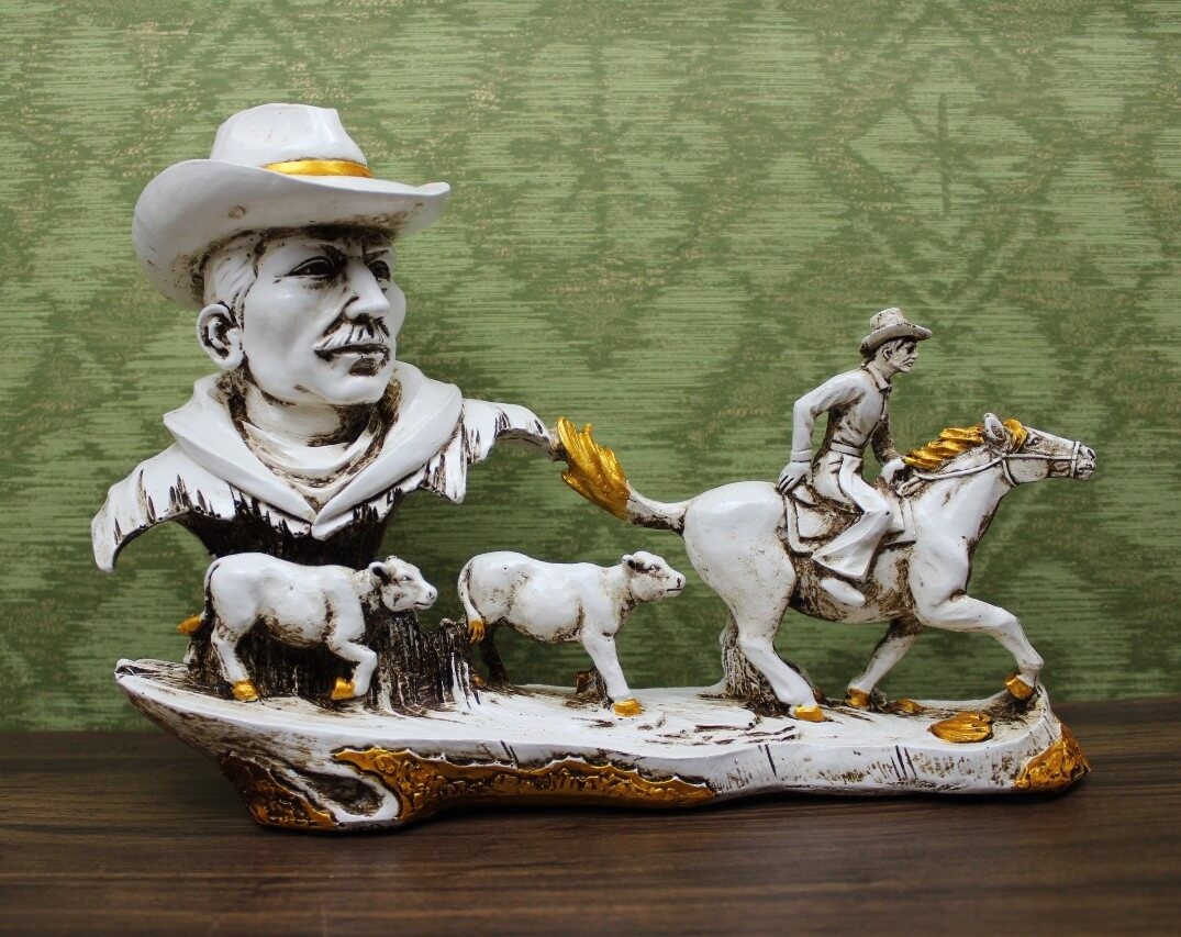 COWBOY WITH DOUBLE BULL