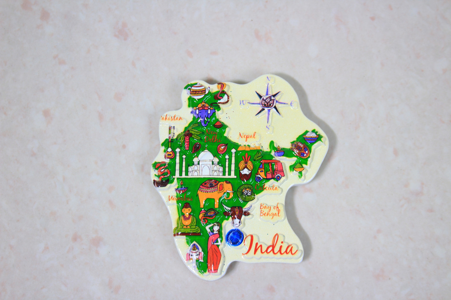 Ceramic India Map Magnet