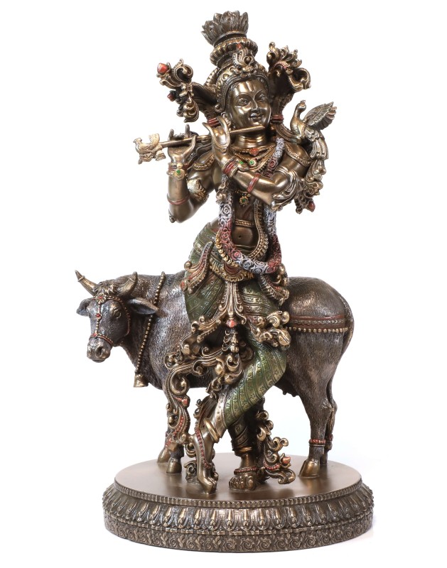 Copper Finish Krishna Ji Cow
