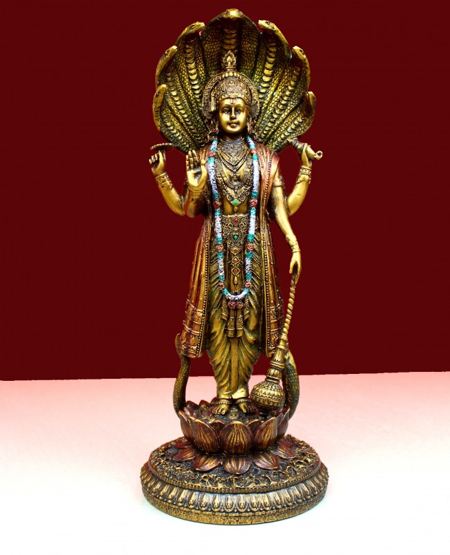 BRASS FINISH VISHNU STATUE