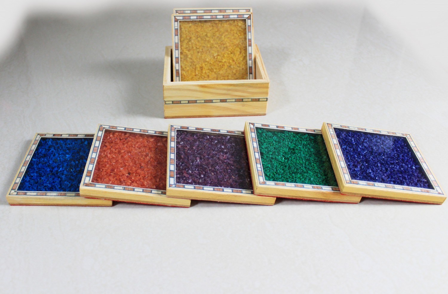 WOODEN GEMSTONE TEA COASTER SEVEN