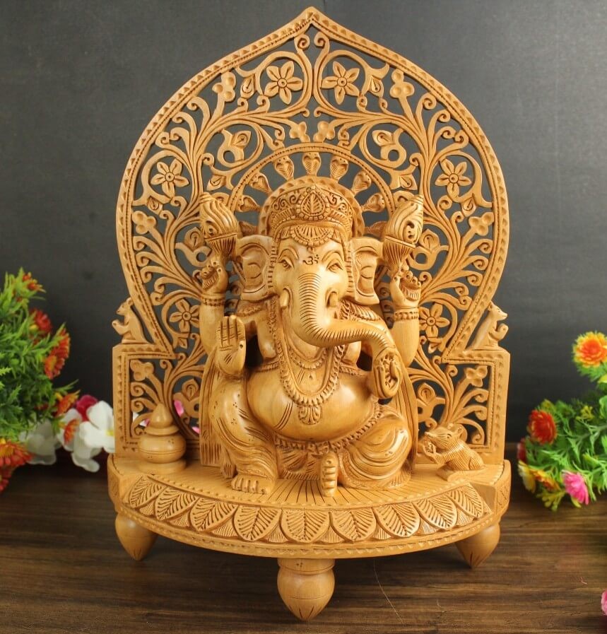 KADAM WOOD JALI FRAME GANESHA