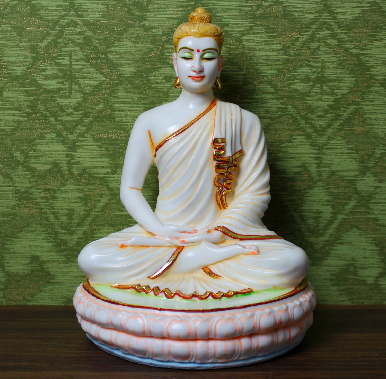 MARBLE DUST BUDDHA WITH ROUND BASE