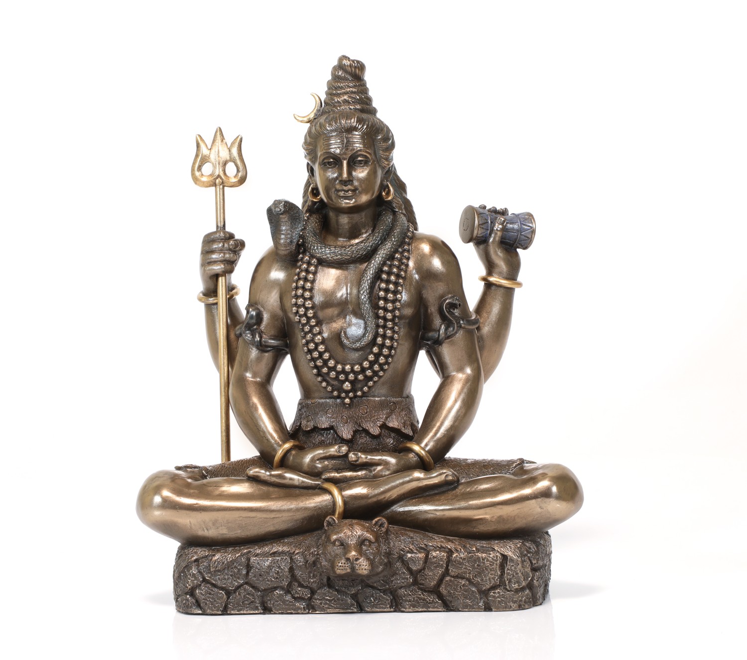 Copper Finish Sitting Shiva Statue