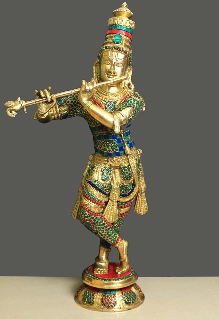 ROUND BASE STONE WORK KRISHNA