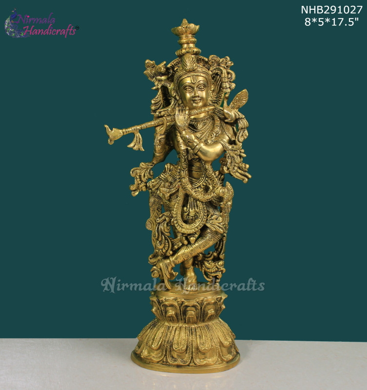 Brass Standing Krishna Statue