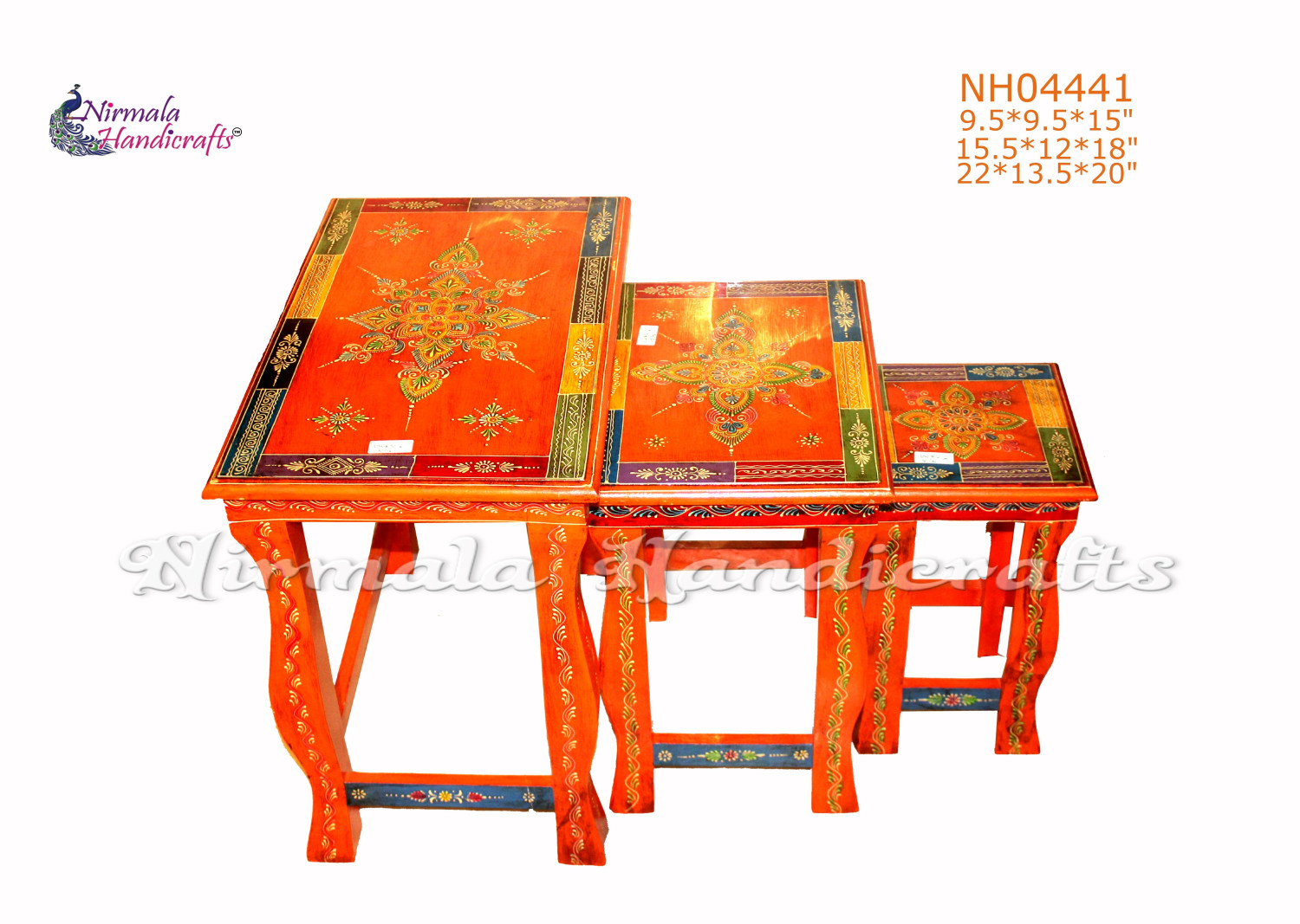 Wooden Stool Set Of 3 Cut Leg