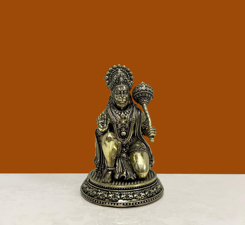 Brass Sitting Hanuman Oval Base