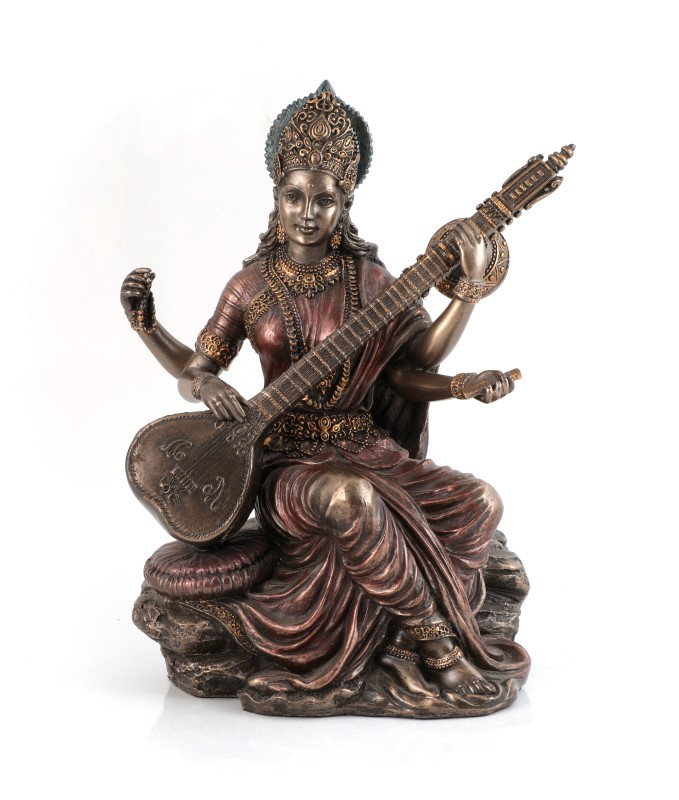 Copper Finish Saraswati Statue