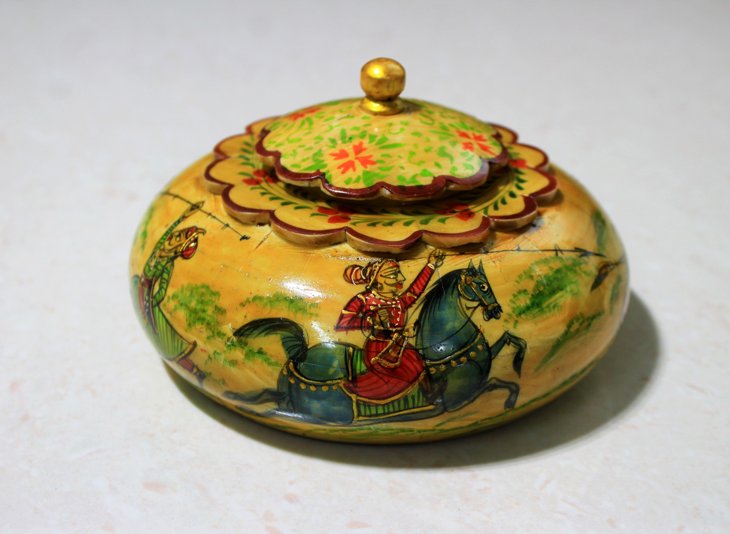 Bone Tobacco Box Painted