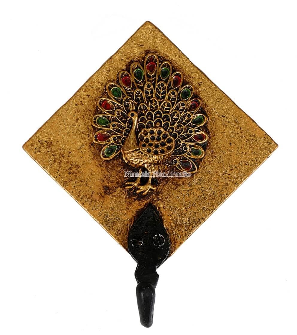 FIBER SINGLE PEACOCK KEY HOOK (BLACK/GOLD colours)