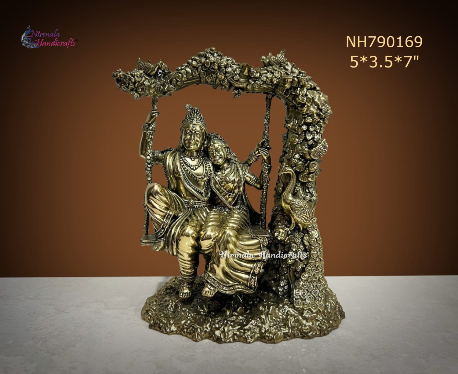 Brass Radha Krishna Swing Statue