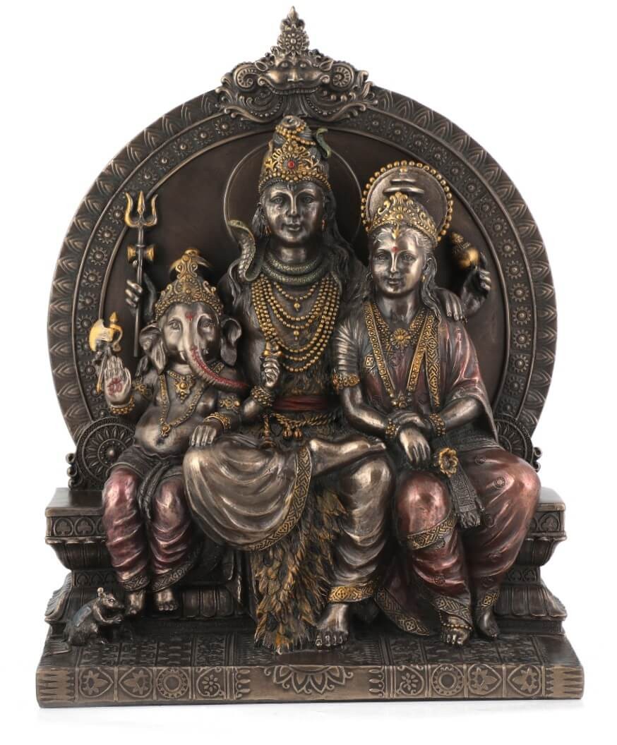 Copper Finish Sitting Shiv Family Statue