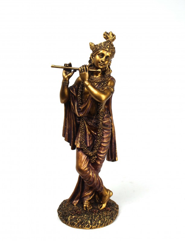 RESIN BRASS FINISH KRISHNA STATUE