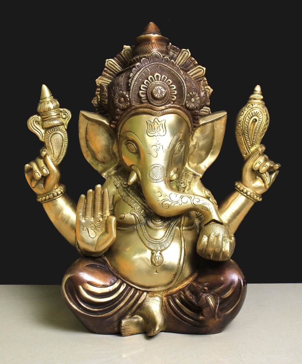Brass Ganesh Statue Without Base | Brass Double Tone Ganesh Statue