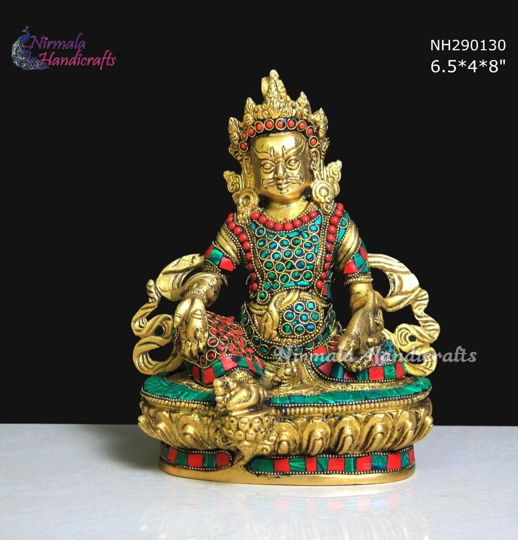 Brass Stone Work Kuber Sitting | God of Money