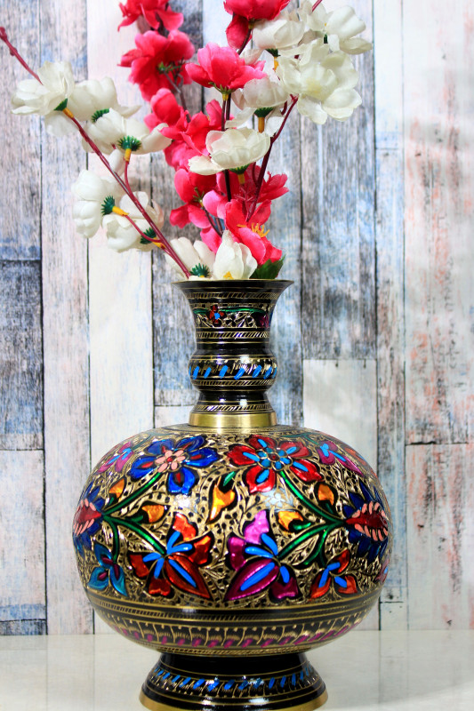 Brass Meenakari Engraved Surahi