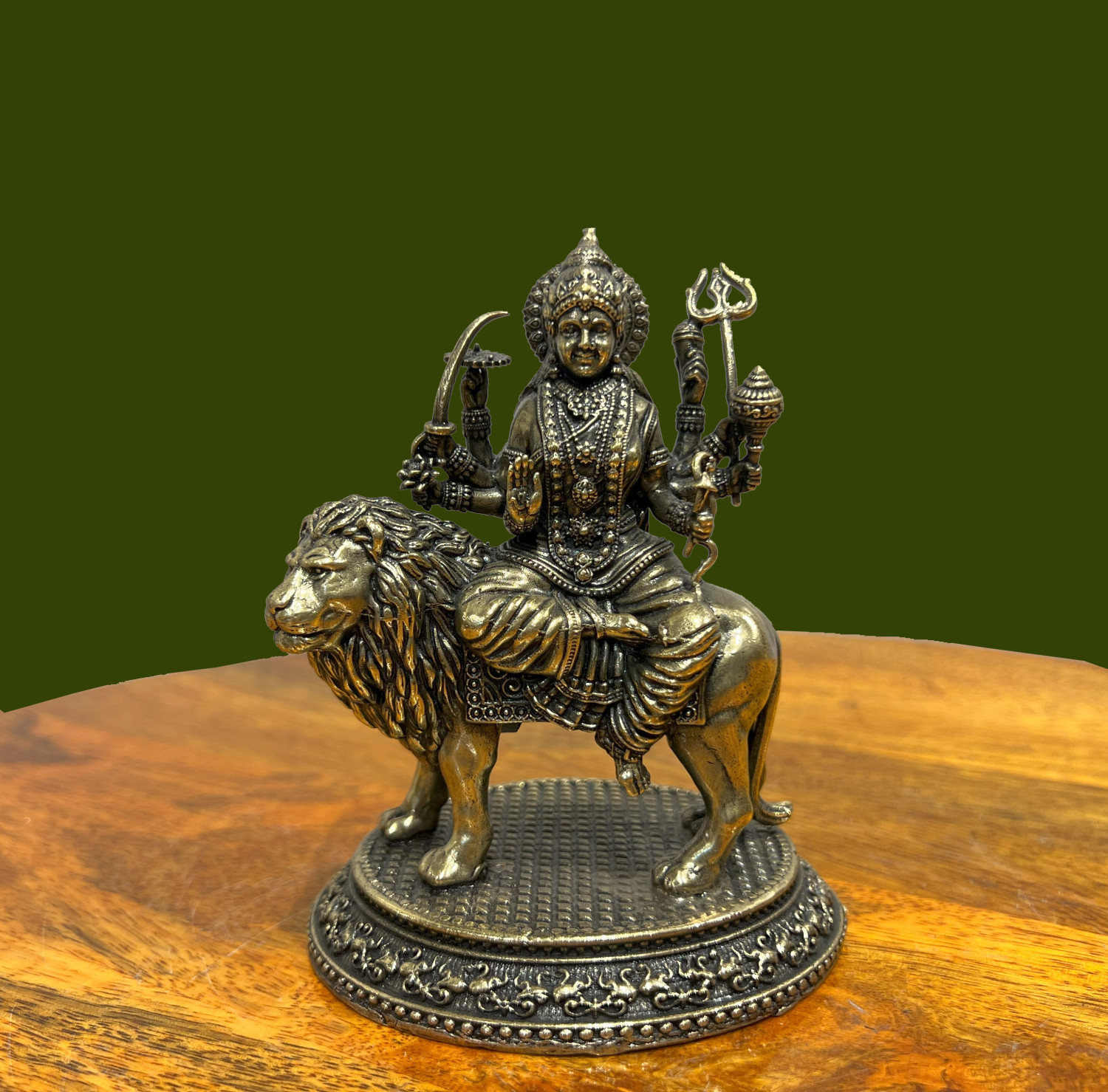 Brass Durga With Round Base