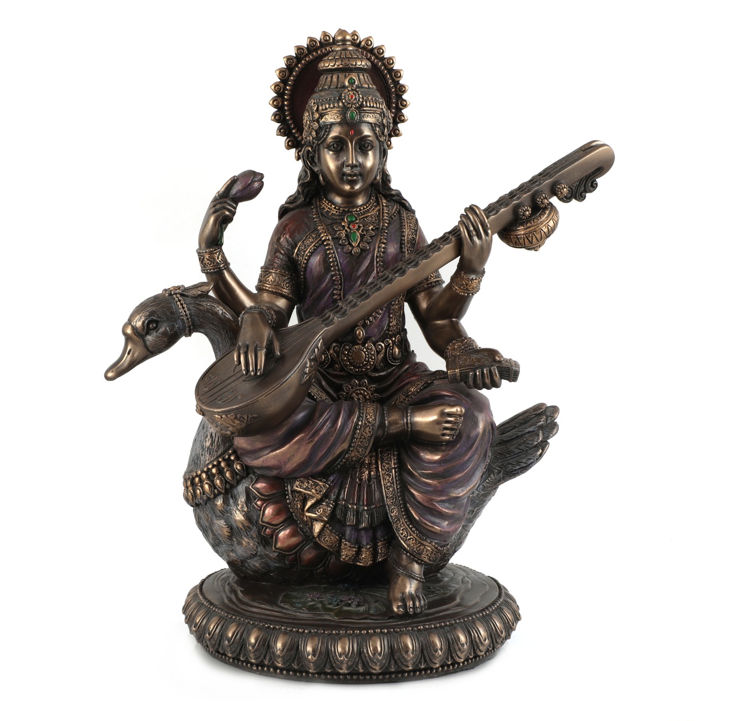 Copper Finish Saraswati Statue