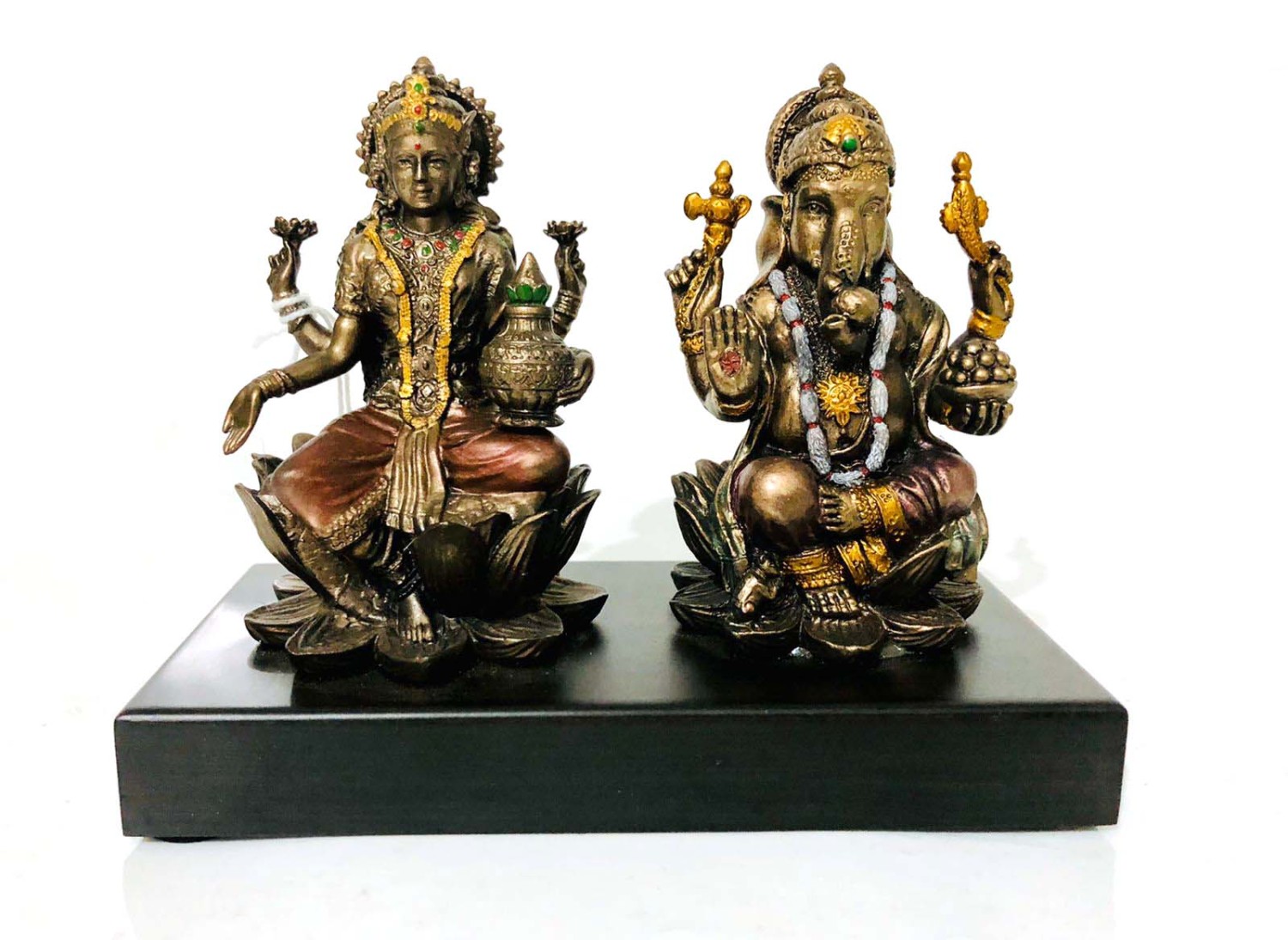 COPPER FINISH LAKSHMI GANESHA ON BASE STATUE