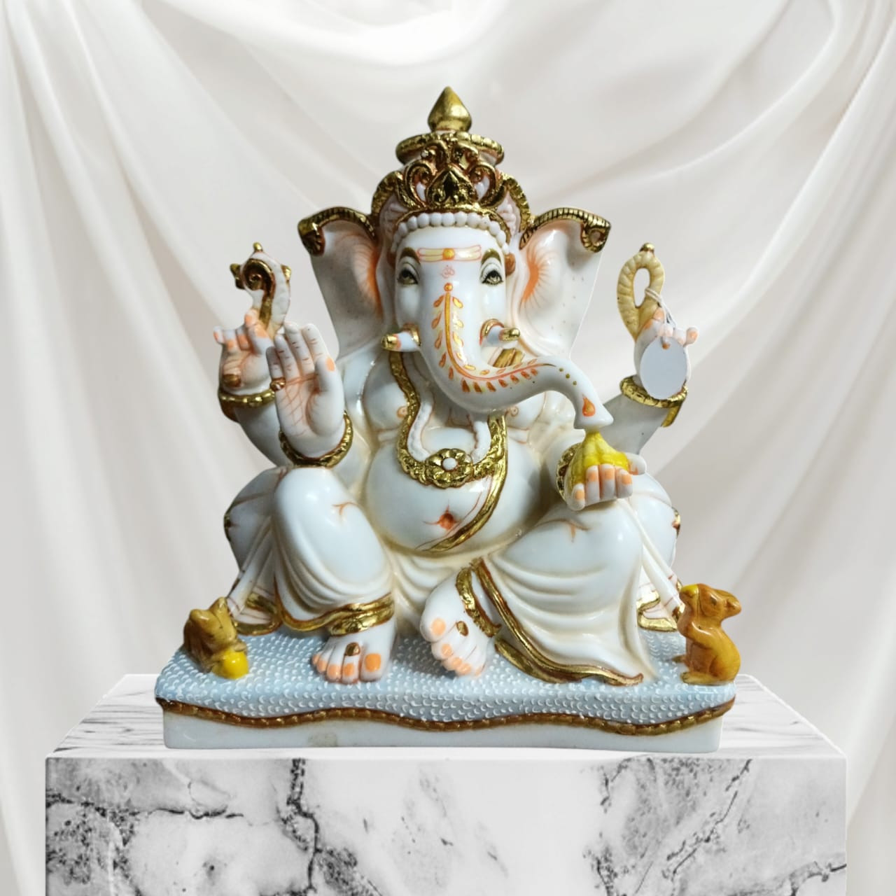 Culture Marble Sitting Gaddi Ganesh