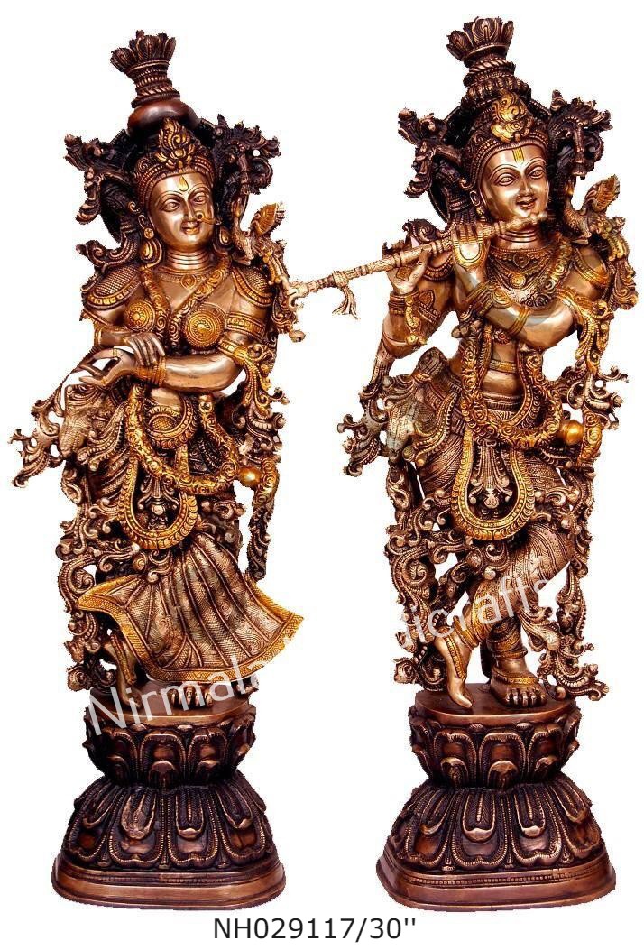 Brass Radha Krishna Antique with Copper Finish