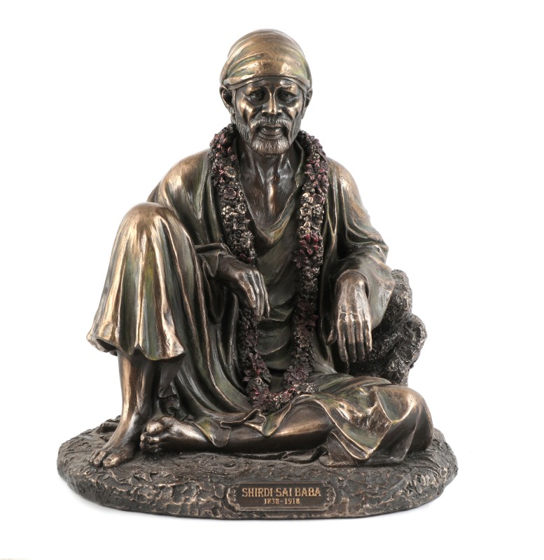 Copper Finish Sitting Sai Baba Statue