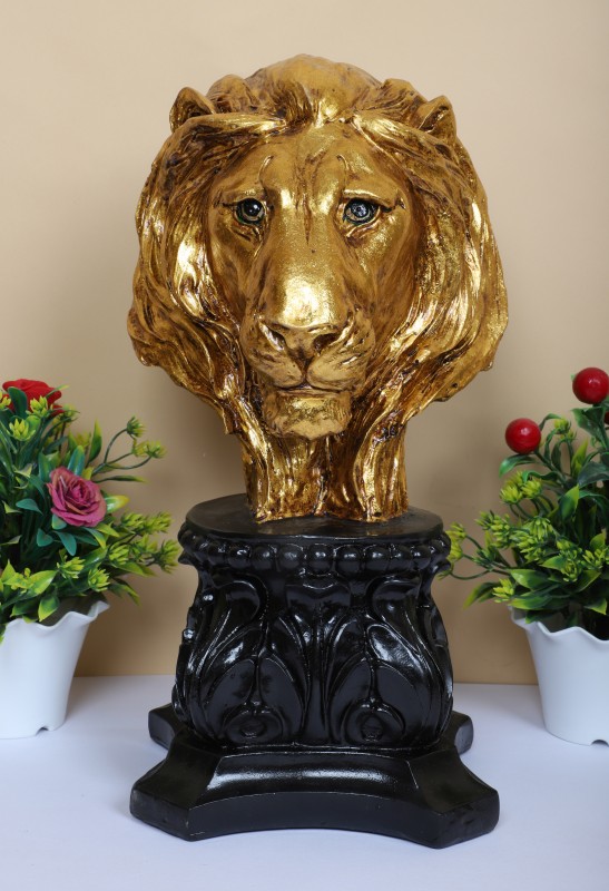 GOLDEN LION HEAD ON STAND