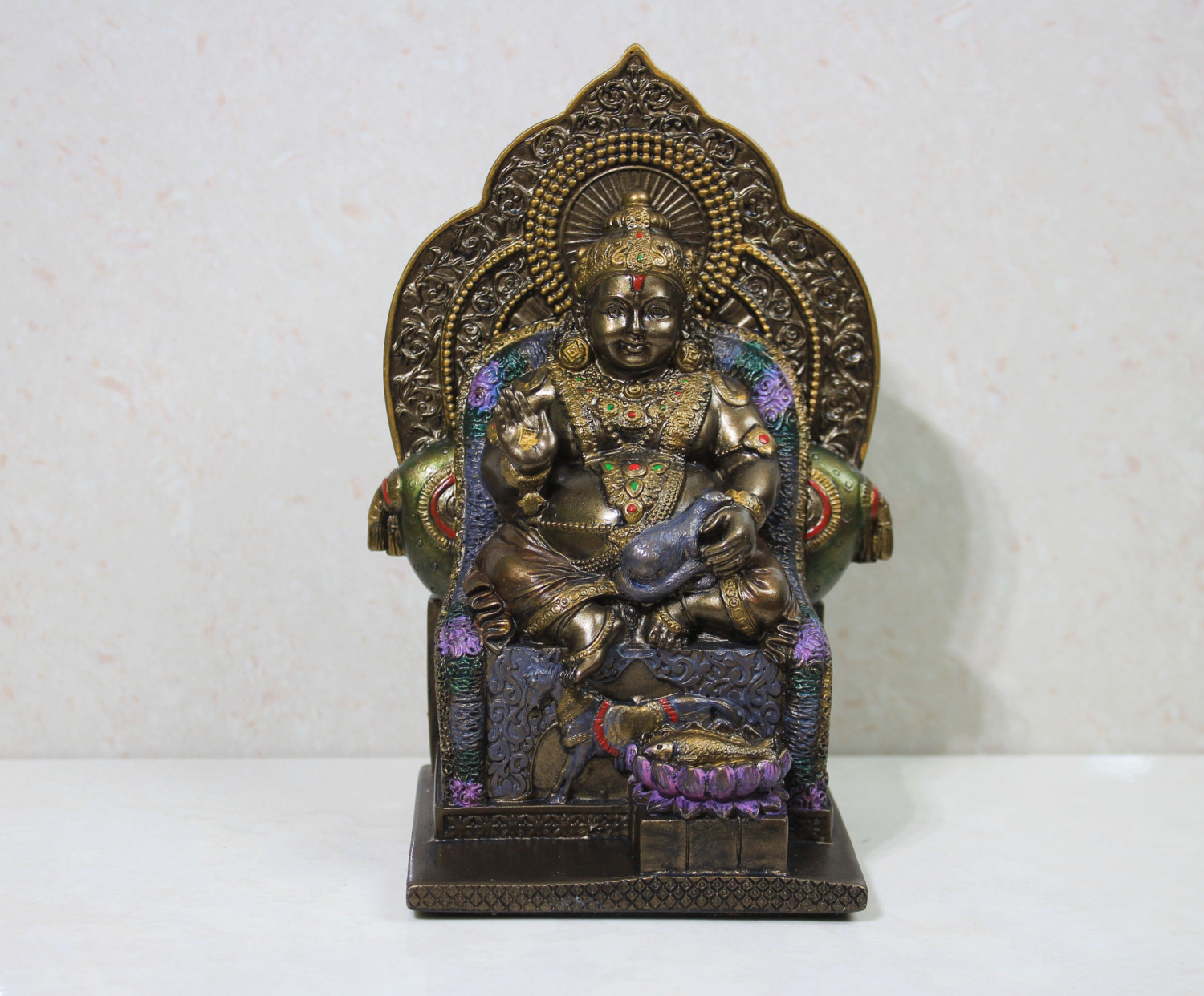 Resin Kuber  Statue Copper Finish