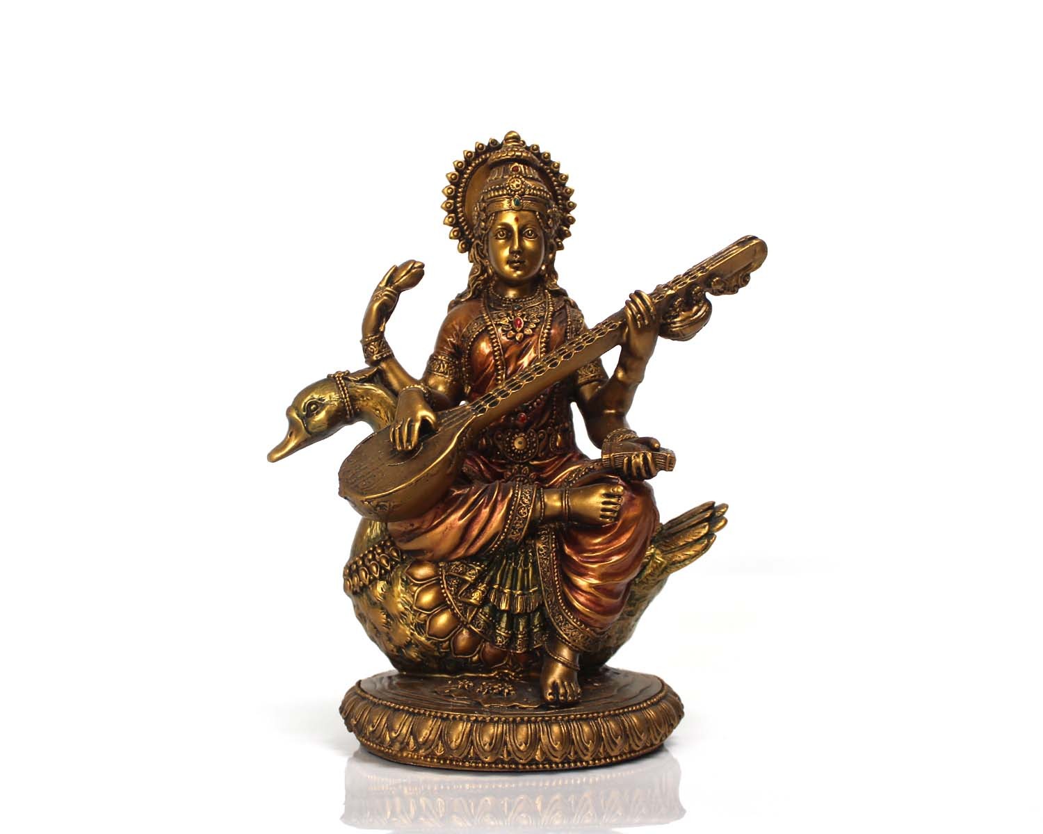 RESIN BRASS FINISH SWAN SARASWATI
