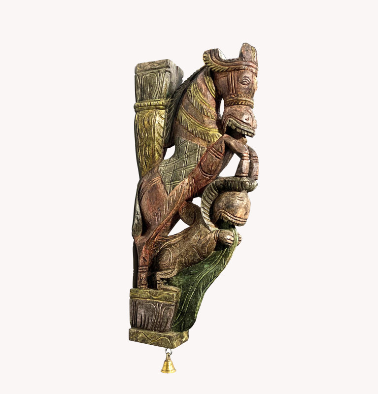 Wooden Jumping Horse Wall Bracket Painted