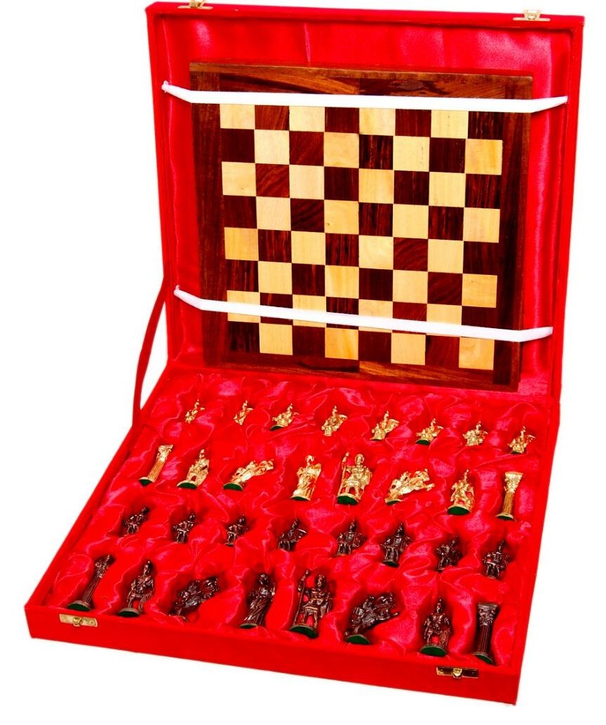Brass Chess Set (Roman Brown Yellow)