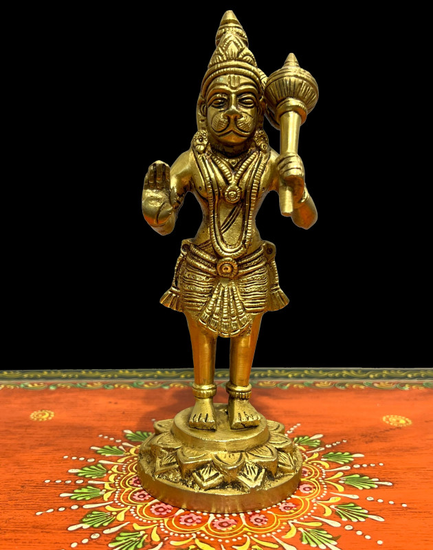 Brass Standing Hanuman Statue