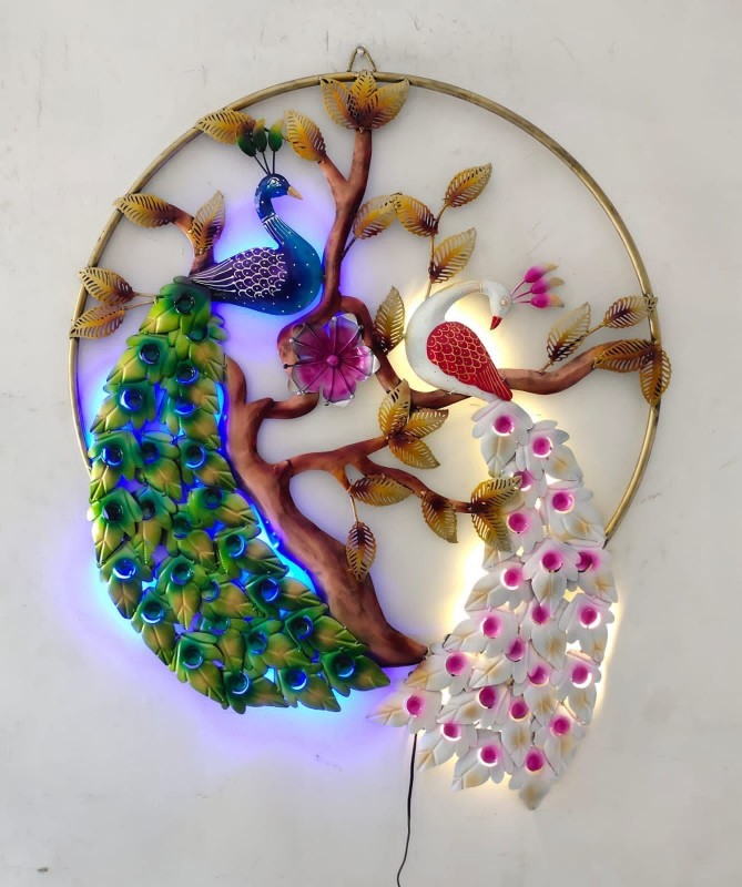 PEACOCK RING WALL HANGING WITH LED
