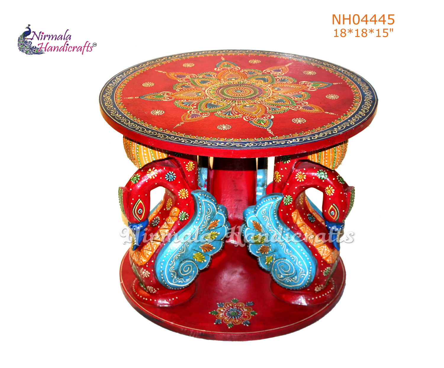 Wooden 3 Peacock Stool